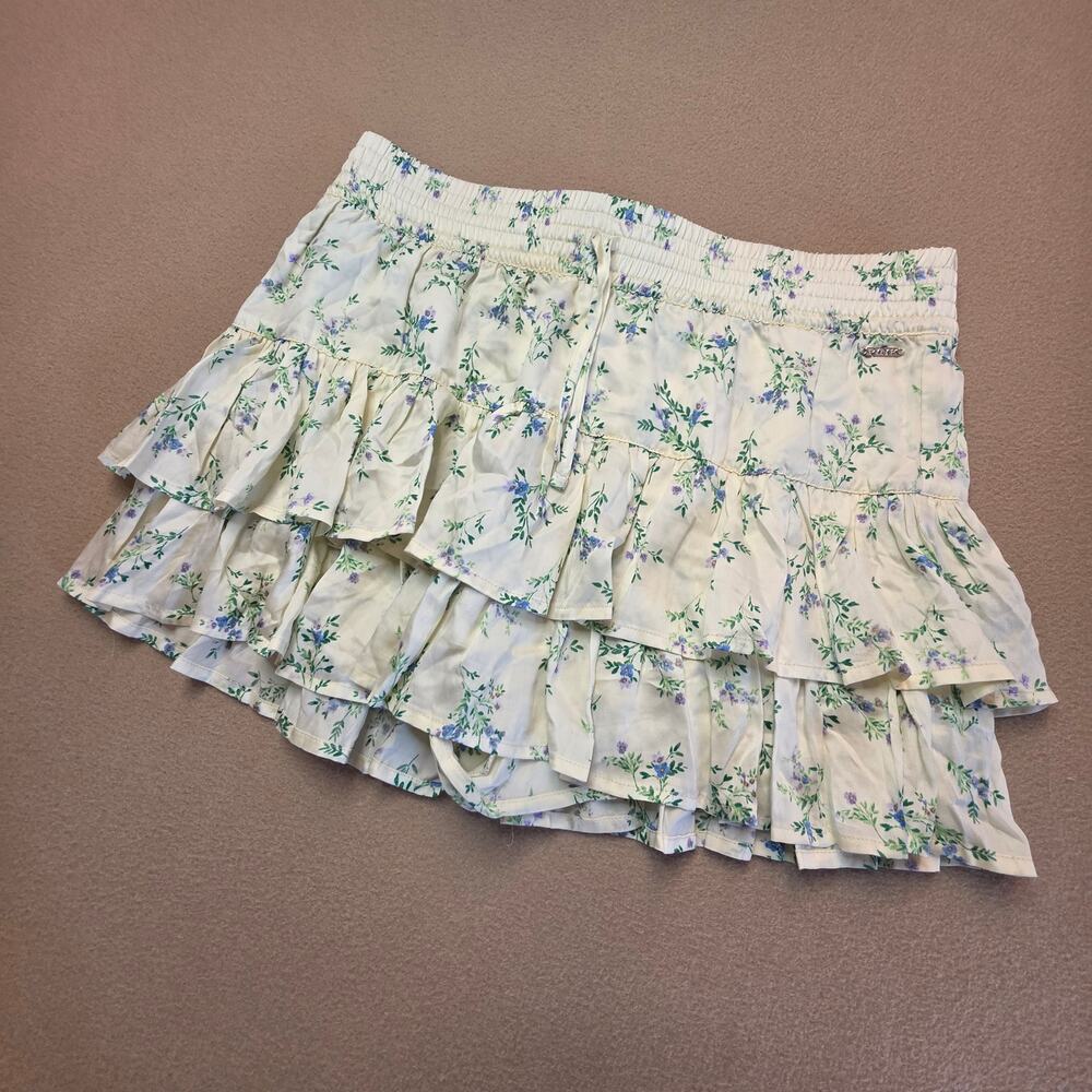Victorias Secret PINK Summer Fling Satin Ruffle Skort Yellow Floral Sz Small NWT